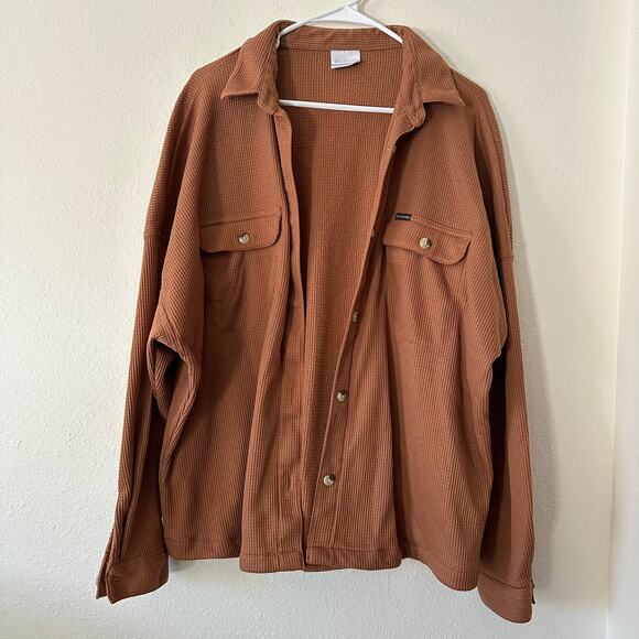 Columbia Womens Waffle Knit Button Up Top Size XL Outdoors Fall Hiking Camping - Picture 1 of 6